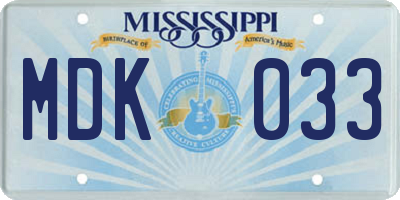 MS license plate MDK033