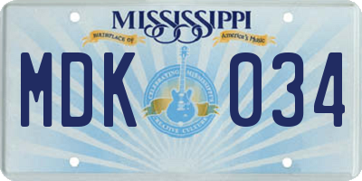 MS license plate MDK034