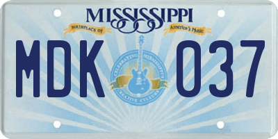 MS license plate MDK037
