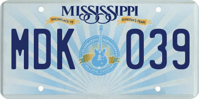 MS license plate MDK039