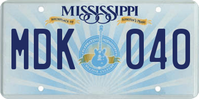 MS license plate MDK040