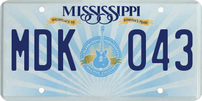 MS license plate MDK043