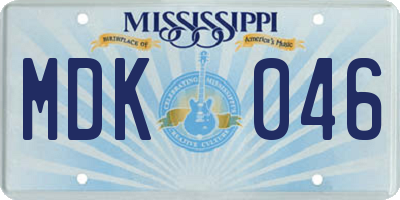 MS license plate MDK046