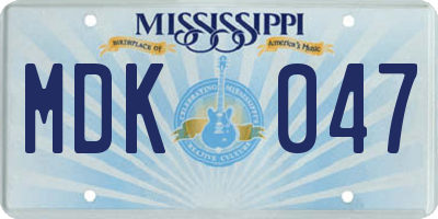 MS license plate MDK047
