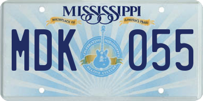 MS license plate MDK055