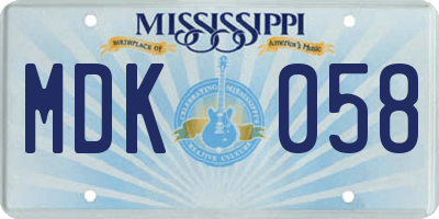 MS license plate MDK058