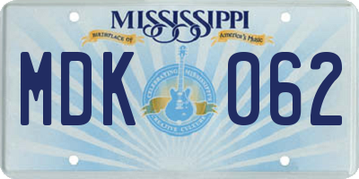 MS license plate MDK062