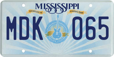 MS license plate MDK065