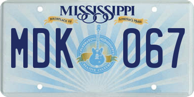 MS license plate MDK067