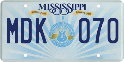 MS license plate MDK070