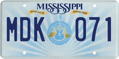 MS license plate MDK071
