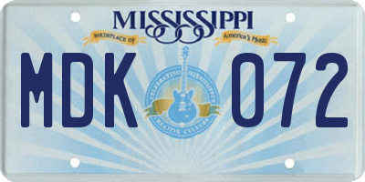 MS license plate MDK072