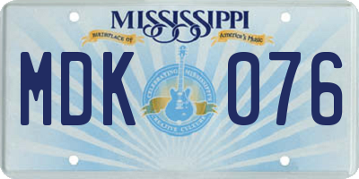 MS license plate MDK076