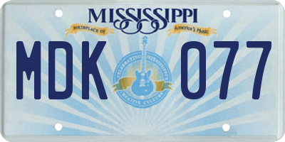 MS license plate MDK077