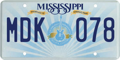 MS license plate MDK078