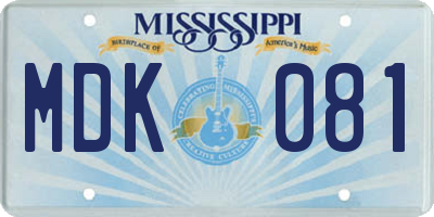 MS license plate MDK081