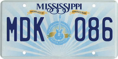 MS license plate MDK086