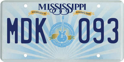 MS license plate MDK093