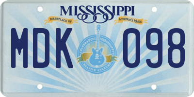 MS license plate MDK098