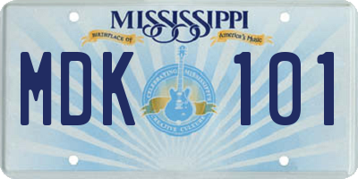 MS license plate MDK101