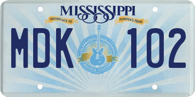 MS license plate MDK102