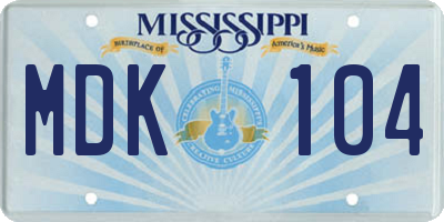 MS license plate MDK104