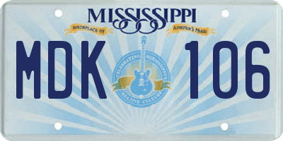 MS license plate MDK106