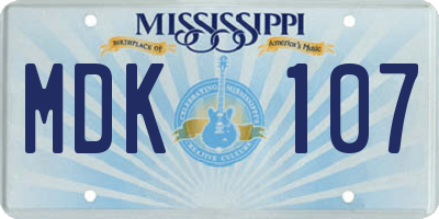MS license plate MDK107