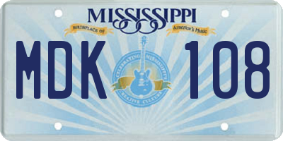 MS license plate MDK108