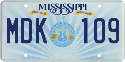 MS license plate MDK109