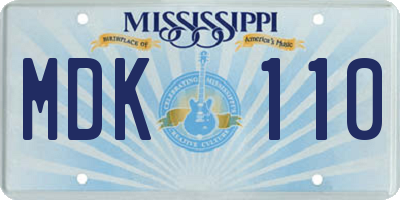 MS license plate MDK110
