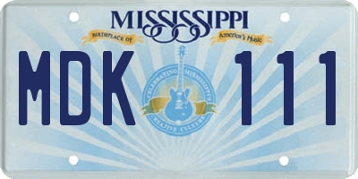 MS license plate MDK111