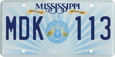 MS license plate MDK113
