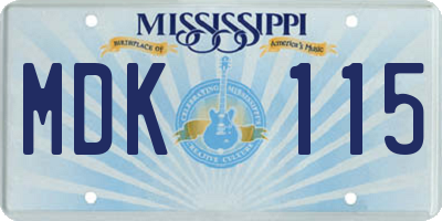 MS license plate MDK115