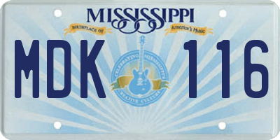 MS license plate MDK116