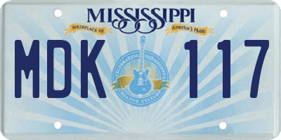 MS license plate MDK117
