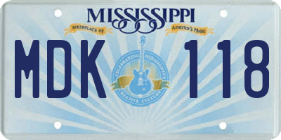 MS license plate MDK118