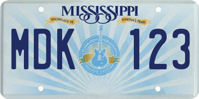 MS license plate MDK123