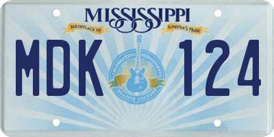 MS license plate MDK124