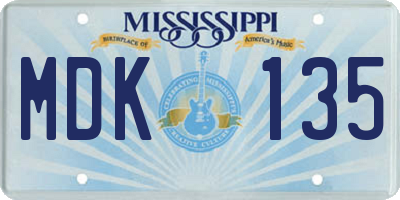 MS license plate MDK135
