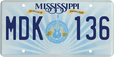 MS license plate MDK136
