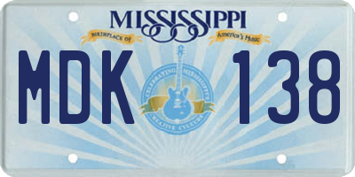 MS license plate MDK138