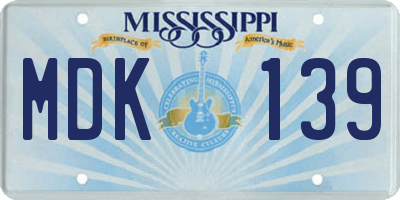 MS license plate MDK139