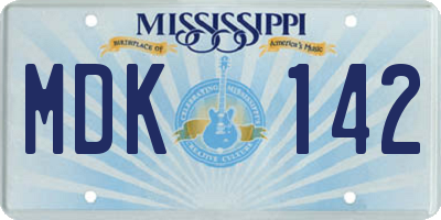 MS license plate MDK142