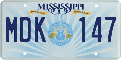 MS license plate MDK147