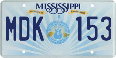 MS license plate MDK153