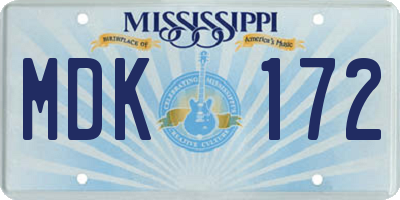 MS license plate MDK172