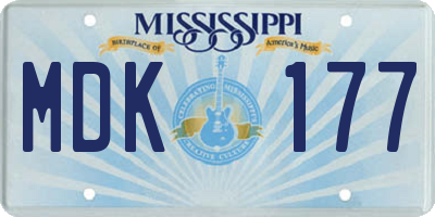 MS license plate MDK177