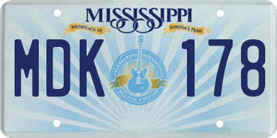 MS license plate MDK178