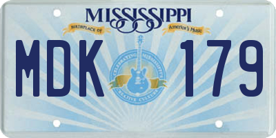 MS license plate MDK179